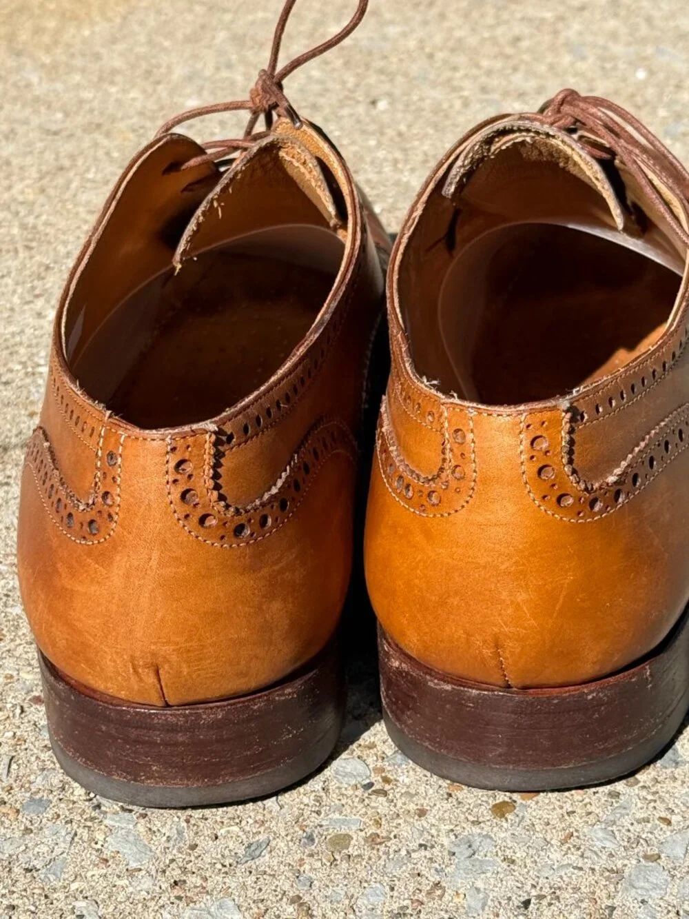 E.M. Allen Mens 10 Italian Leather Wingtip Brogue Oxfords Old Money 4097